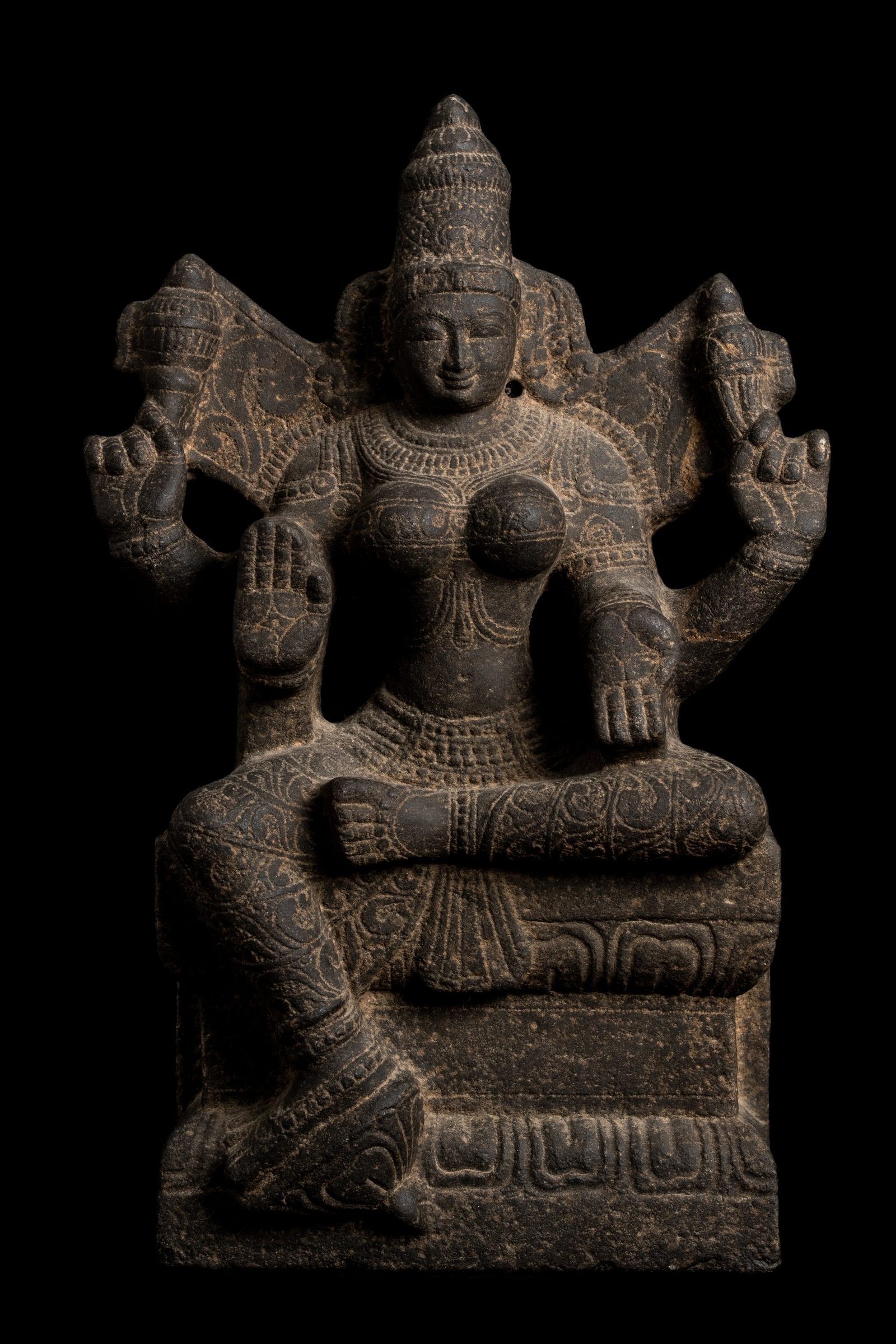 Black Stone Carving of the Goddess Shakti